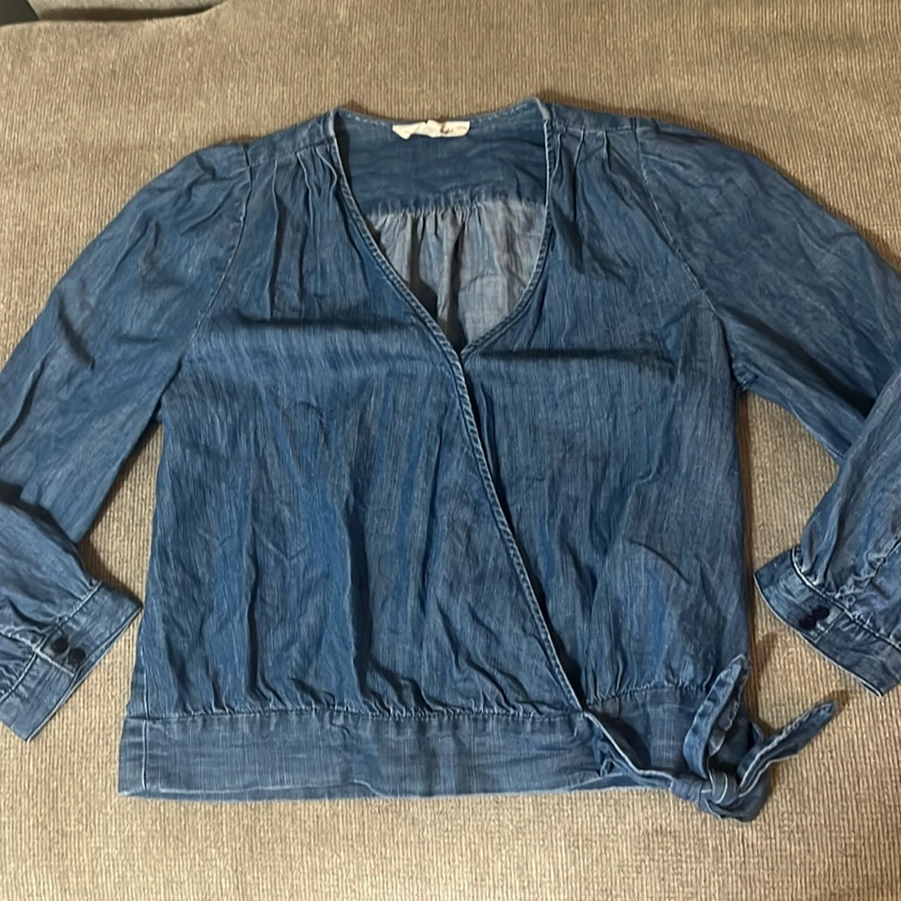 Madewell Denim Wrap Blouse